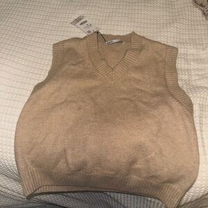 Zara Beige Knit Sweater Vest